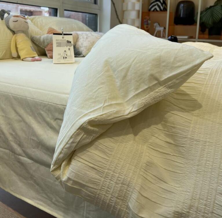 送料無料 布団カバーセット 4点セット 綿100% 柔らかい シアサッカー ダブル クイーン 可愛い きれいめ..