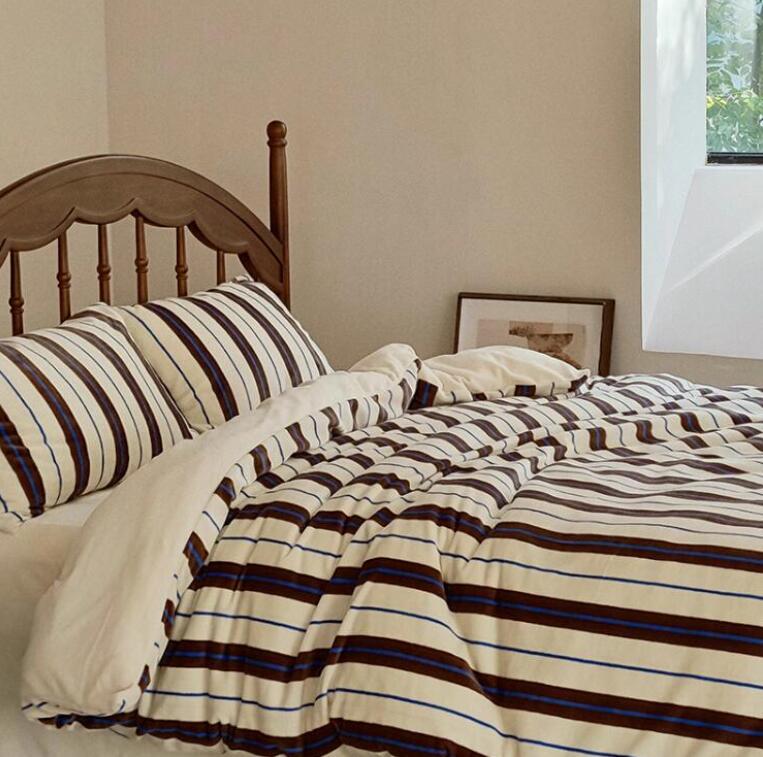 送料無料 布団カバーセット 3点4点セット 秋冬 ふわふわ 暖かい ストライプ柄 北欧 レトロ シングル ダブル クイーン ボックスシーツ/フラットシーツ 厚手 フランネル 掛け布団カバー 枕カバー 寝具カバーセット あったか 防寒対策 洗える 新生活 おしゃれ★激安★セール