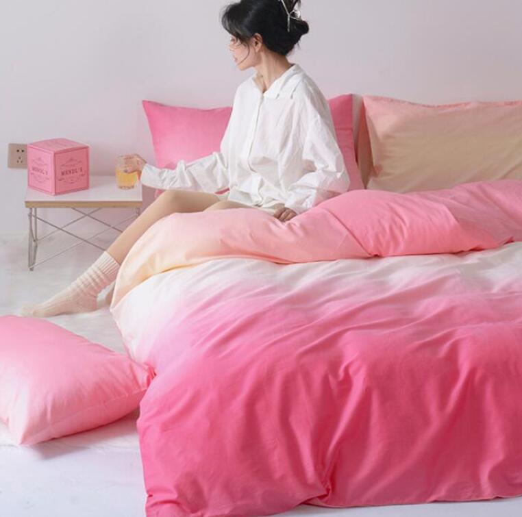 送料無料 寝具カバーセット 4点セット ダブル クイーン グラデーション お洒落 可愛い 綿100% 通気性 速乾 吸汗 掛けカバー 布団カバー ボックスシーツ/フラットシーツ 枕カバー 布団カバーセット 丸洗いOK きれいめ おしゃれ 寝室コーデ 引っ越し 新生活★激安★セール