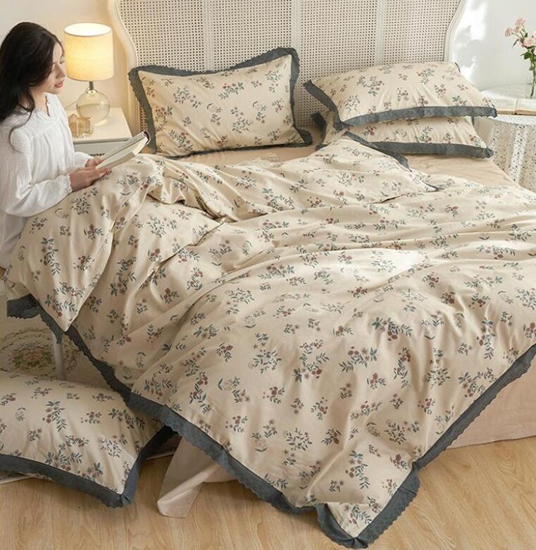 送料無料 寝具カバーセット 上品 レトロ 高級感 4点セット ボックスシーツ/ フラットシーツ 綿100％ 結婚祝いプレゼント ダブル 通気性 速乾 抗菌 掛けカバー 布団カバー 枕カバー 布団カバーセット ロマンティック 可愛い 丸洗いOK きれいめ 春夏秋冬★激安★セール