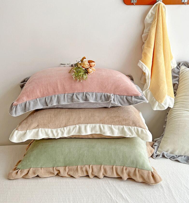 送料無料 韓国風 枕カバー ふわふわ あったか フランネル おすすめ 冬用 厚手 おしゃれ 無地 枕カバー 丸洗いOK 秋冬 寝具 インテリア もこもこ 可愛い 暖かい 保温 新生活 防寒対策 静電気防止 ギフト お誕生日 プレゼント きれいめ 肌触り 洗える 寝具 枕カバー 48*74cm*2