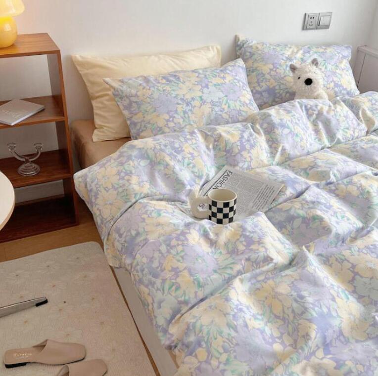 花柄 ins風 送料無料 布団カバーセット 可愛い 綿100％ シングル ダブル クイーン ボックスシーツ/フラットシーツ 掛ふとんカバー3点セット 4点セット 掛け布団カバー 枕カバー 寝具カバーセット 通気性 柔らか 四季通用 きれいめ 韓国風 新生活 プレゼント★激安★セール