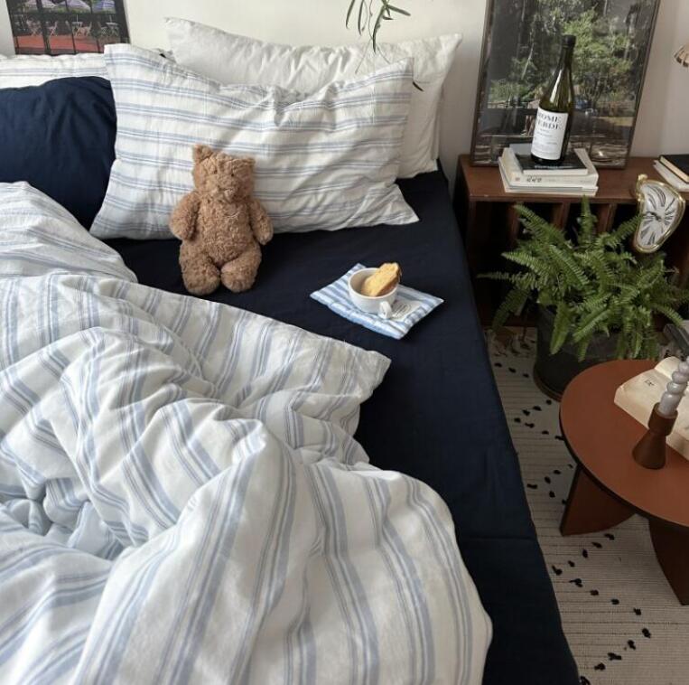 北欧 ins風 ストライプ柄 送料無料 布団カバーセット おしゃれ 綿100％ シングル ダブル クイーン ボックスシーツ/フラットシーツ 通気性 柔らか 四季通用 3点セット 4点セット 単品 掛け布団カバー 枕カバー 寝具カバーセット 洗える 新生活 インテリア★激安★セール