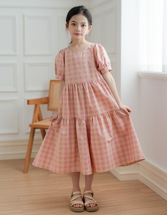【送料無料】子供ワンピース 夏 ロングワンピース チェック柄キッズワンピース 女の子 可愛い 子供ドレス 子供服 ワンピース 女の子ワンピース 短袖 入園 卒業式 入学式ワンピース 誕生日 ガールズ ピアノ発表会 結婚式ワンピース 大きいサイズ フォーマル 激安