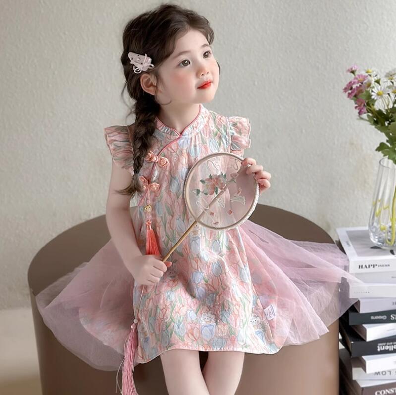 【送料無料】子供ドレス 激安 キッズワンピース チャイナドレス 子供ワンピース 夏 可愛い 袖なし 女の子 子供服 ワンピース フォーマル 入園 卒業式 入学式ワンピース 誕生日 ガールズ ピアノ発表会 結婚式ワンピース ロングワンピース 大きいサイズ 女の子ワンピース