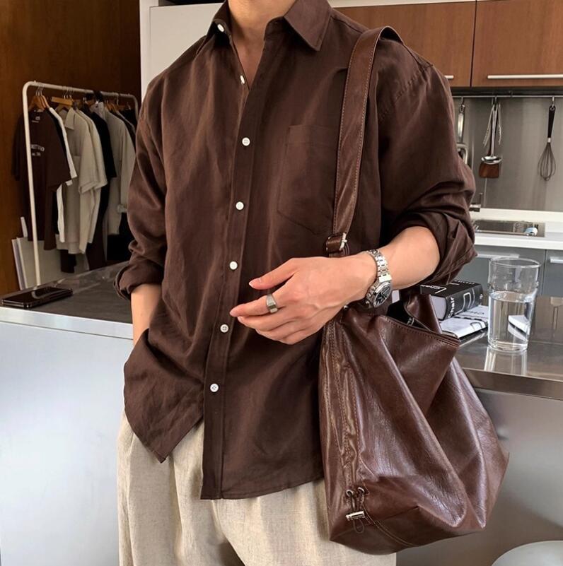 カジュアルシャツ メンズシャツ 長袖 Yシャツ おしゃれ シャツ ワイシャツ 通勤 会社 就活 メンズ スーツシャツ 快適 男性 かっこいい トップス ビジネスシャツ お兄ちゃん系 韓国風 高級感 結婚式 ビジネスマン 大きいサイズ 折り襟 スリム ブラウス 細身シャツ