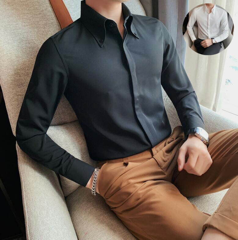 乐天商城 - ワイシャツ 通勤 会社 就活 面接シャツ ブラウス メンズシャツ Yシャツ 長袖 ビジネスマン ゆったり お兄ちゃん系 トップス メンズ シャツ スーツシャツ 韓国風 ビジネスシャツ 大きいサイズ カジュアルシャツ 快適 男性 かっこいい おしゃれ