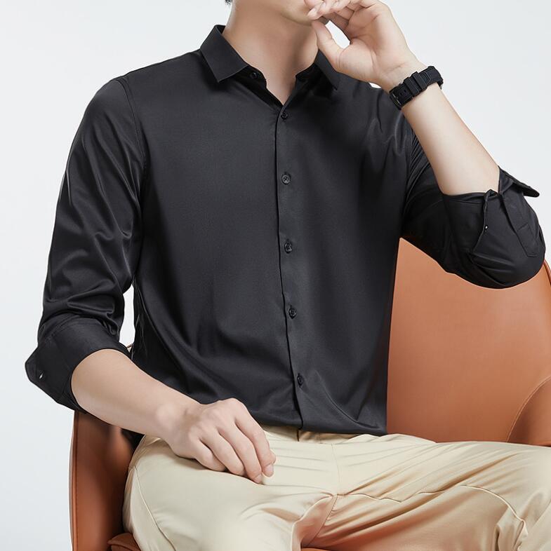 Rakuten - スーツシャツ メンズ シャツ 長袖 Yシャツ ワイシャツ 大きいサイズ 快適 男性 折り襟 ビジネスシャツ 通勤 会社 カジュアルシャツ トップス 高級感 就活 ビジネスマン メンズシャツ スリム ブラウス かっこいい 細身シャツ お兄ちゃん系 おしゃれ
