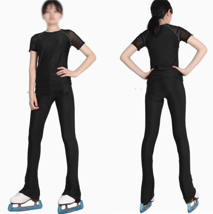 Rakuten - アイススケート 2点セット 短袖上着+パンツ ヒトレーニング 練習着 フィギュアスケート スケートウエア 衣装 子供 大人 フィギュアスケート衣装 上下セット アイスダンス スケート スポーツウェア ストレッチ 競技 ステージ 美しい
