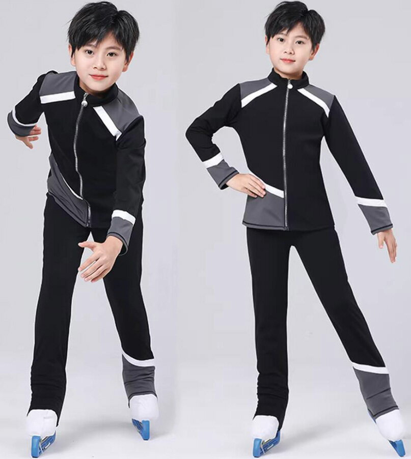 Rakuten - フィギュアスケート衣装 アイスダンス スケート 練習着 男の子 大人 2点セット 上着+パンツ スケートウエア 衣装 子供 アイススケート トレーニング アイスフィギュアスケート スポーツウェア 上下セット ストレッチ 競技 ステージ 美しい フィギュアスケート