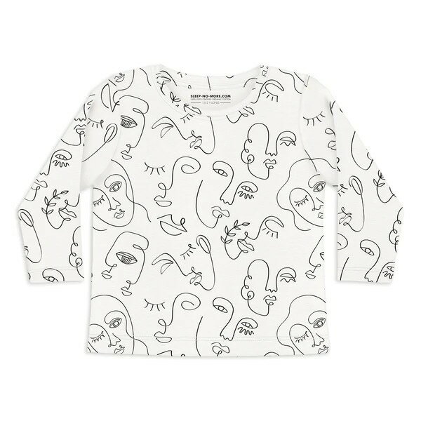 長袖Tシャツ モノトーン 130 SLEEP NO MORE LET'S FACE IT オーガニックコットン100% GOTS認証 エコ サステイナブル 保育園着 キッズ こども こども服 上品