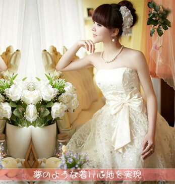 【Diary of love 愛の日記】【あす楽】ウェディングドレス 花嫁 ミニドレスパーティードレス★プリンセスドレス★二次会/結婚式/発表会/演奏会/披露宴/忘年会/パーティー ミニドレス スタイルが抜群によく見える 結婚式ワンピース 2タイプ 編み上げ ファスナー