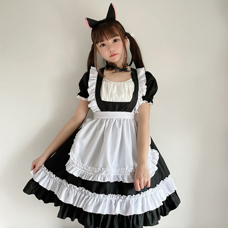 送料無料 ハロウィン コスプレ メイド服 メイド 仮装 衣装 女性 可愛い レディース 大人 セクシー コスチューム ハロウィン仮装 コスプレ衣装 4点セット 可愛いメイド アニメ ゴスロリ ゾンビ キュート アリス ロリータ ドレス ウェイトレス エプロン ハロウィン衣装