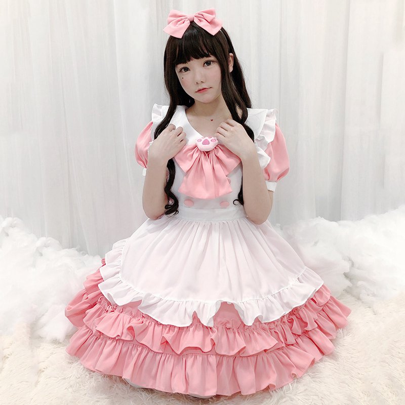 コスプレ メイド服 ハロウィン コスプレロリータ ピンク アニメ セクシー コスチューム 衣装 メイド服 maid ウェイトレス カチューシャ付き4点セット ミニ制服 メイド ウェイトレス アリス シンプル かわいい コスプレ衣装 フリル 忘年会 仮装 衣装 コスチューム 新作