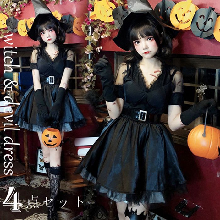 2024新サイズ入荷！魔女 コスプレ ハロウィン 悪魔 小悪魔 コスプレ衣装 女性 ハロウィン 5点セット仮装 コスチューム 衣装 ミニワンピ セクシー レディース 悩殺 ワンピース 可愛いコスプレ ハロウィン仮装 ハロウィン衣装 cosplay 魔女 コスプレ コウモリ y5023235 bibichibi-10028231 美美・ちび パッケージ画像