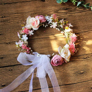 【即納】【Diary of love 愛の日記】花冠 ウェディング ヘッドドレス 造花 花冠 花かんむり★ウエディング花冠【ヘッドドレス】綺麗花冠★シルクフラワー★ドレス花冠★カチューシャ花冠/造花★ブライダル花冠/ナチュラル/花輪/結婚式/海外旅行 花冠