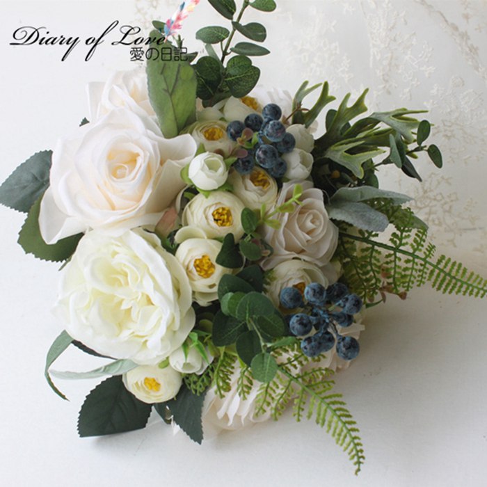 造花 ブライダルブーケ【bouquet】結婚式 ブライダル フラワー 白バラ ウェディングブーケ　ドウダンツツジ ホワイト【造花・ウェディングブーケ・ブライダルブーケ・ウエディングブーケ・ブーケ】花嫁 写真撮り 結婚式 結婚祝い 贈り物 バラ 花束 3