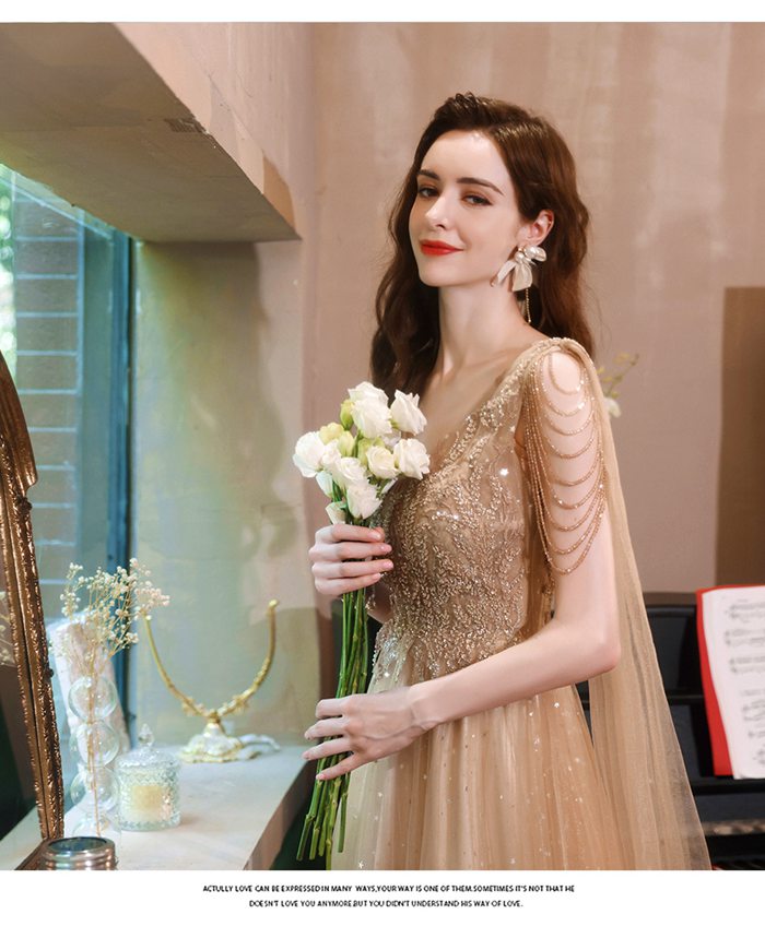 【Diary of love 愛の日記】ウェディングドレス 二次会ドレス 演奏会ドレス（カラードレス）ウェディングドレス ロング丈 ゴールドスパンコール 結婚式ドレス 花嫁ドレス 二次会ドレス 編み上げ 個性派 海外ウエディング 演奏会/結婚式/披露宴 カラードレス XS-XXXL