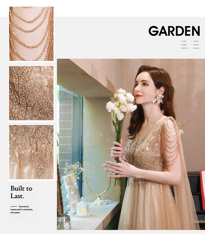 【Diary of love 愛の日記】ウェディングドレス 二次会ドレス 演奏会ドレス（カラードレス）ウェディングドレス ロング丈 ゴールドスパンコール 結婚式ドレス 花嫁ドレス 二次会ドレス 編み上げ 個性派 海外ウエディング 演奏会/結婚式/披露宴 カラードレス XS-XXXL