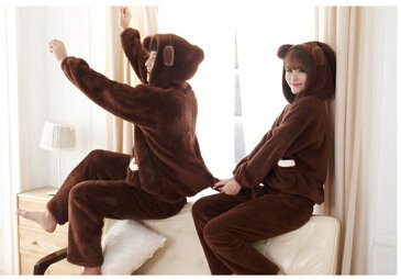 【あす楽】送料無料 ルームウェア パジャマ レディース 冬パーカー 長袖 着る毛布 もこもこカップル/ペアルック/部屋着 くま耳 パーカー/ふあもこ/モコモコ 秋冬 ルームウェア メンズ 上下セット/クマ柄/熊 パーカー パンツ パジャマ/秋冬/フリース/カップル