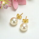 あこや 真珠 K18 スタッド ピアス 6.5-7mm 和珠 本真珠 パール 18金 クリーム系 イエロー ゴールド K18YG レディース クリスマス ギフト...