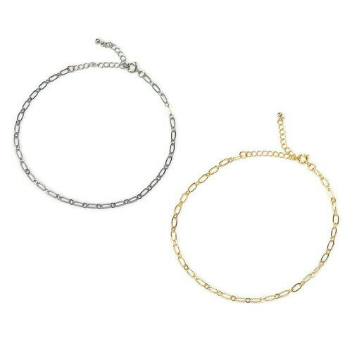 メール便 シンプル フィガロ チェーン アンクレット レディース 軽量 29cmまで調整可能 クリスマス ギフトに プレゼントに