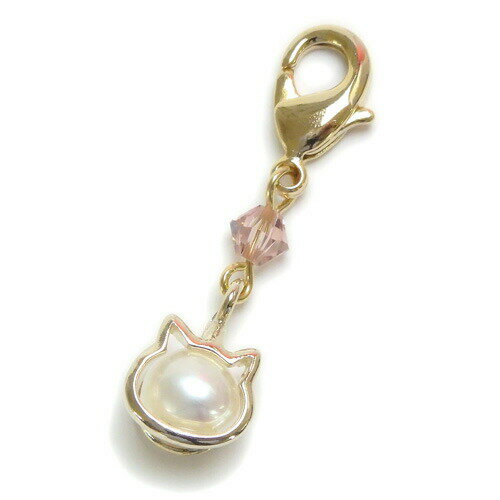 マスクチャーム 猫 淡水パール スワロフスキー マスクピアス マスクアクセサリー チャーム 淡水真珠 猫フレーム クリスマス ギフトに プレゼントに