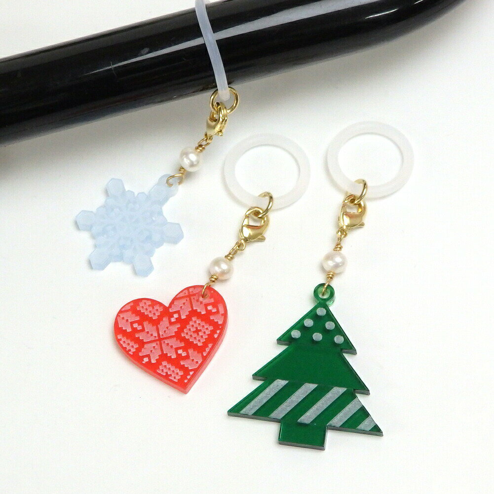 アンブレラマーカー クリスマスツリー 雪の結晶 ハート スノーフレーク 国産 アクリルパーツ 傘アクセサリー 傘マーカー 傘ジュエリー ペットボトルマーカー 敬老の日 ギフトに プレゼントに