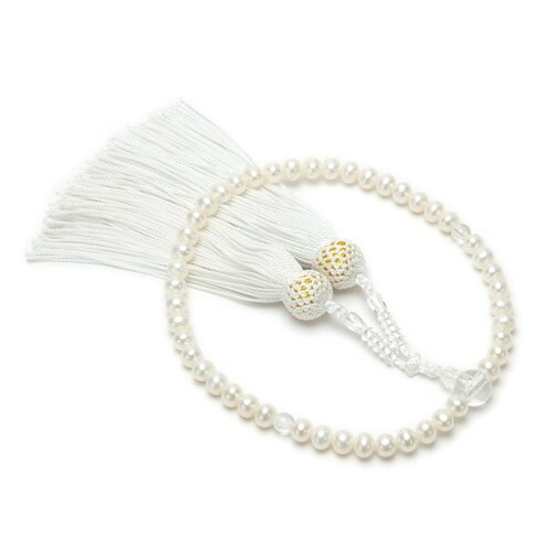 念珠 淡水真珠 淡水パール 6〜6.5mm 念珠ケース付き 数珠 念誦 正絹 紫房 白房 ピンク房 クリスマス ギフトに プレゼントに