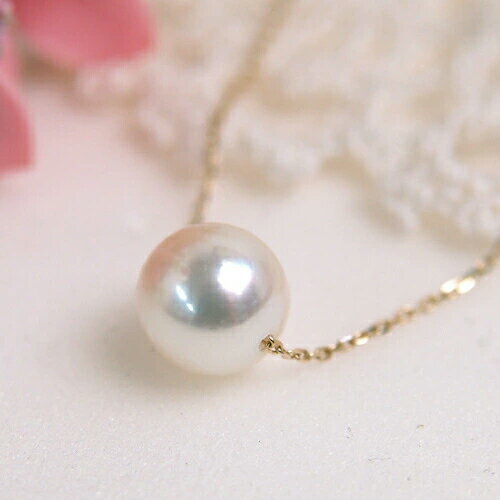 Pearl - ケース入り あこや本真珠 K10 スルーネックレス 7.5〜8.0mm パール 10金 ゴールドネックレス シンプル アコヤ真珠 ホワイトデー ギフトに プレゼントに