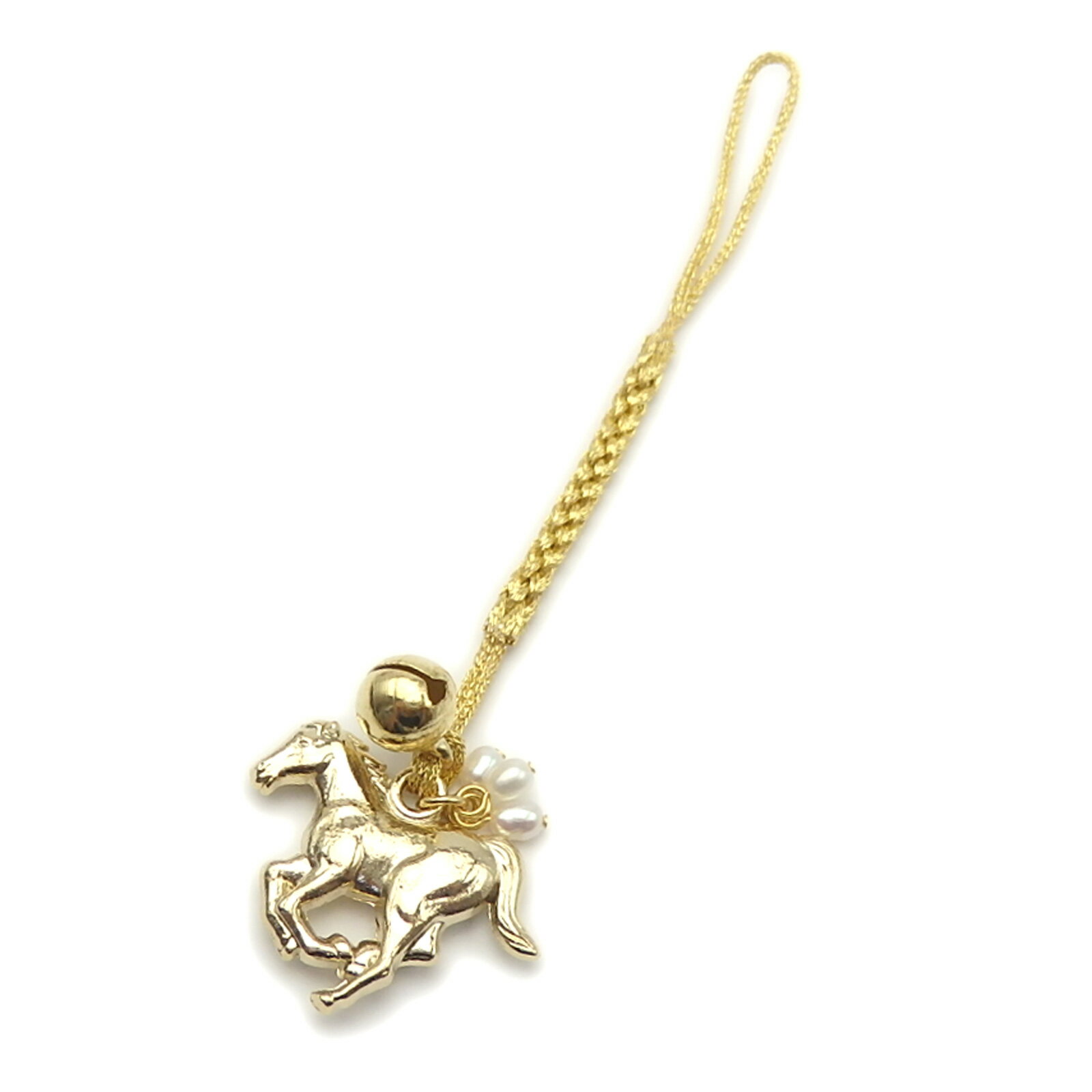 メール便 午年 開運 金色 干支 パール ストラップ 根付 ゴールドカラー 十二支 えと 馬年 うま ...
