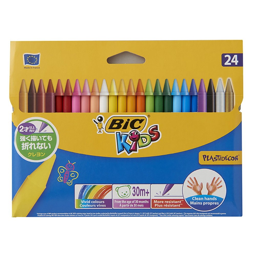 【公式】【定価50％off商品】BIC クレヨン 全24色 セット ワックスクレヨン ビックキッズ 安全 文房具 文具 筆記用具 プレゼント ギフト 男の子 女の子 子供 折れにくい 汚れにくい 書きやすい ブランド ビック WI1400-0007JP