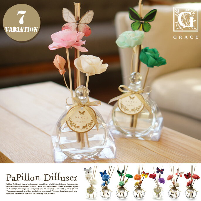 PAPILLON DIFFUSER（パピヨンディフューザー） フレグランス・香り GRACE by GOODY GRAMS 全7タイプ（WHITE-SUN FLOWER、BLUE-FRESHY DEW、GREEN-SWEET TEMPTATION、ORANGE-MONGO＆PAPAYA、PURPLE-VIVA MOROCCO、PINK-LOVE DELIGHT、RED-HONEY）