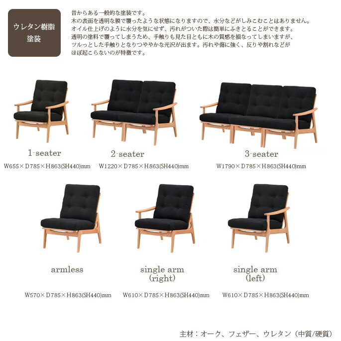 マルニ60 MARUNI60 マルニ木工 ソファ オークフレーム ハイバックチェア(oak frame high back chair) 2シーター ウレタン樹脂塗装 チェア アームチェア 椅子 ファブリック ビニール レザー オーク ナラ 無垢材 木製 みやじま 北欧 レトロ 送料無料