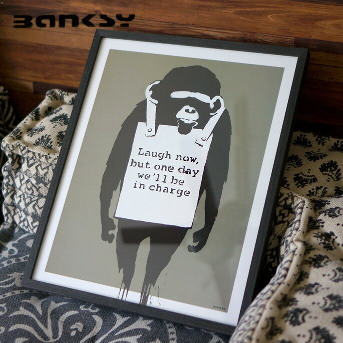 Rakuten - アート Laugh Now バンクシー Banksy IBA-61741 絵画 アートフレーム 風刺画 ストリートアート 路上芸術 オークション イギリス ロンドン 芸術 オシャレ 430×530×32mm 英国 UK ダークユーモア ブラックジョーク ステンシル技法