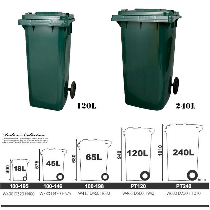 ゴミ箱プラスチックトラッシュカン120リットルPLASTIC TRASH CAN 120LダルトンDULTONPT120Red Green Grayトラッシュカン ごみ入れ 蓋付き 屋外 ダストボックスおしゃれ カジュアル アメリカン レトロ