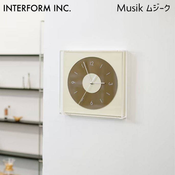 乐天商城 - 時計 Musik ムジーク ウォールクロック インターフォルム CL-4625 掛け時計 クロック レトロ レコード風 北欧 おしゃれ