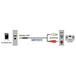 JVC｜ジェイブイシー オーディオコード　ステレオミニプラグ−ピンプラグ×2（2m）　ブラック　小型プラグタイプ　24金メッキ　CN-MP200-B　CNMP200B