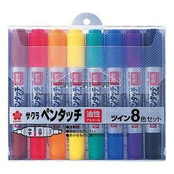 乐天商城 - サクラクレパス｜SAKURA COLOR PRODUCT ペンタッチ 油性マーカー ツイン 8色セット PK-T8[PKT8]