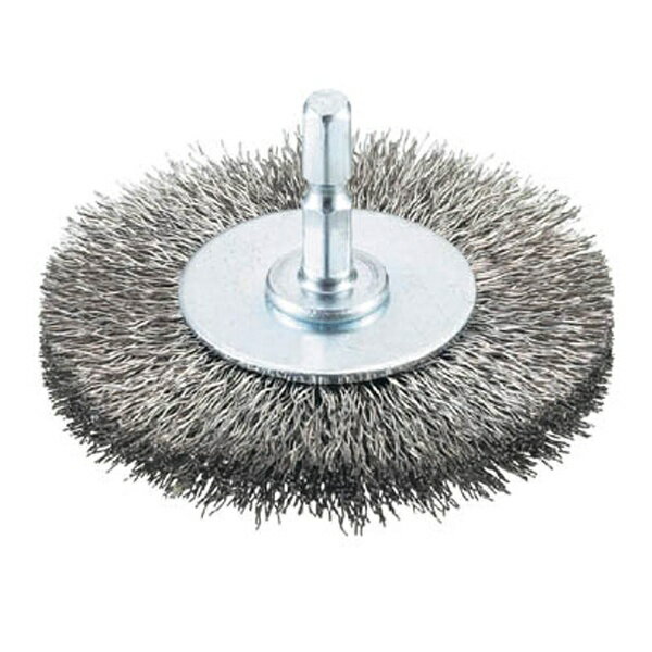 トラスコ中山｜TRUSCO NAKAYAMA 軸付ホイールブラシ　φ75X軸6．35　ステンレス線0．3　TB624360