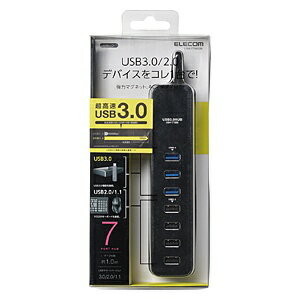 エレコム｜ELECOM U3H-T706S USBハブ［マグネット付き］ ブラック 