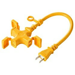 サンワサプライ 電源延長コード 防塵キャップ付き （2ピン式・3分岐・0.3m・イエロー）　TAP-EX32-03Y[TAPEX3203Y]