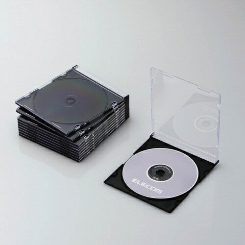 エレコム｜ELECOM Blu-ray/DVD/CD対応 スリムケース 1枚収納×10 ブラック CCD-JSCS10BK[CCDJSCS10BK]