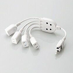 ELECOM｜エレコム ACアダプタ用電源延長コード ホワイト T-ADR4WH [0.2m /4個口 /スイッチ無][TADR4WH]のサムネイル