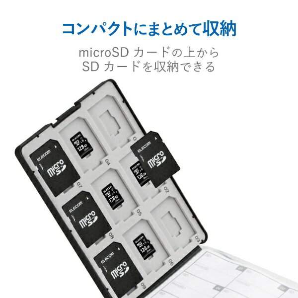 ELECOM�å��쥳�� SD/microSD���ꥫ���ɥ�����[�ץ饹���å�������] SD 18���microSD 18�� �֥�å� CMC-SDCPP36BK[CMCSDCPP36BK]