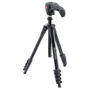 マンフロット｜Manfrotto 三脚 COMPACTアクション三脚 フォト・ムービーキット（ブラック） MKCOMPACTACN-BK [5段][MKCOMPACTACNBK]