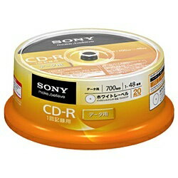 ソニー　SONY 1〜48倍速対応 データ用CD-Rメディア （700MB・20枚）　20CDQ80GPWP