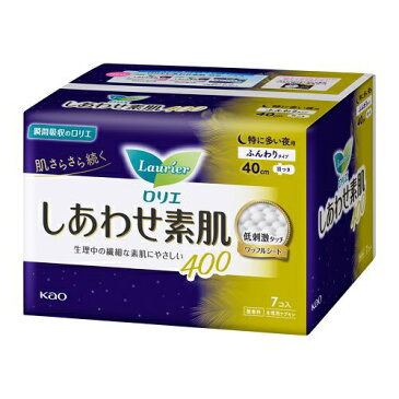 花王　Kao Laurier（ロリエ） エフ しあわせ素肌 特に多い夜用 羽つき 7コ入 〔サニタリー用品（生理用品） 〕【wtmedi】