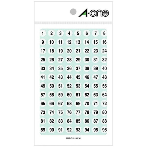 エーワン｜A-one 数字シール 特殊ラベル 白 08086 はがき /4シート /104面 /光沢