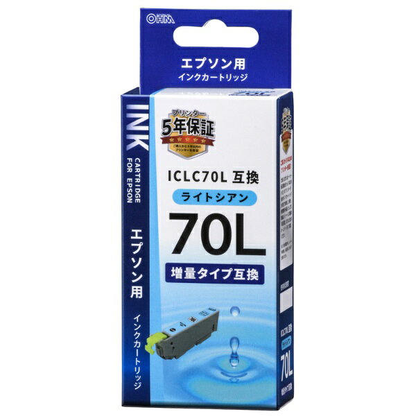 【 特 長 】 ● エプソンの純正インクカートリッジICLC70L/染料ライトシアンの代わりに使える互換インクカートリッジです。 ● 残量表示完全対応 ● 増量タイプ ● プリンター5年間保証対象品 【 仕 様 】 ■ 適合プリンター機種 EP-306 EP-706A EP-775A EP-775AW EP-776A EP-805A EP-805AR EP-805AW EP-806AB EP-806AR EP-806AW EP-905A EP-905F EP-906F EP-976A3 　 ※ 適合プリンター機種以外にはご使用になれません。